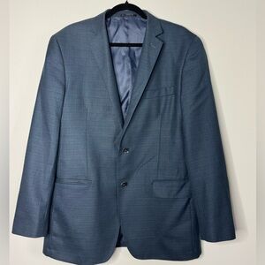 Mantoni Men’s Sport Coat Blazer Blue Gray Textured 2-Button Wool Blend Size 42R